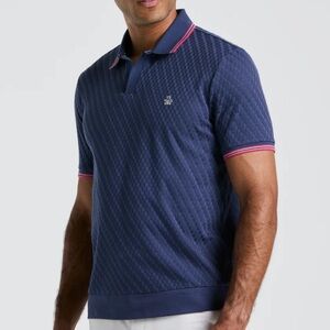 Original Penguin All-over Jacquard Navy Johnny Collar Polo NWT